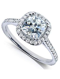 Cushion-cut Moissanite Engagement Ring 1 1/3 CTW 14k White Gold