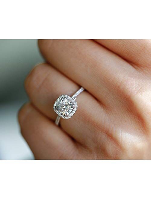 Kobelli Cushion-cut Moissanite Engagement Ring 1 1/3 CTW 14k White Gold