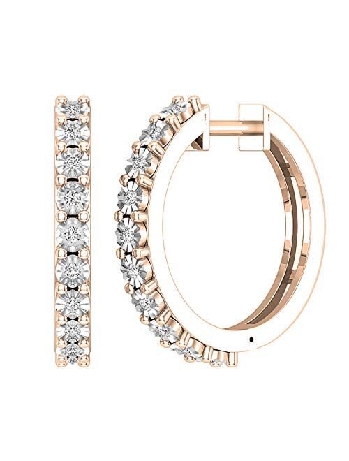 Dazzlingrock Collection Ladies Huggies Hoop Earrings, Available in Various Round Gemstones & Diamonds Metal in 10K/14K/18K Gold & 925 Sterling Silver