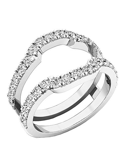 Dazzlingrock Collection 1.00 Carat (ctw) Round Lab Grown White Diamond Ladies Wedding Band Guard Ring 1 CT | Available in Metal 925 Sterling Silver