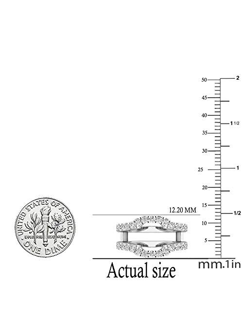 Dazzlingrock Collection 1.00 Carat (ctw) Round Lab Grown White Diamond Ladies Wedding Band Guard Ring 1 CT | Available in Metal 925 Sterling Silver