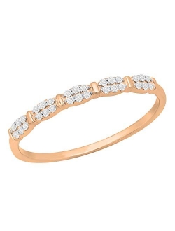 Collection 0.10 Carat (ctw) Round Diamond Ladies Bridal Wedding Stackable Band 1/10 CT, Available in 10K/14K/18K Gold & 925 Sterling Silver