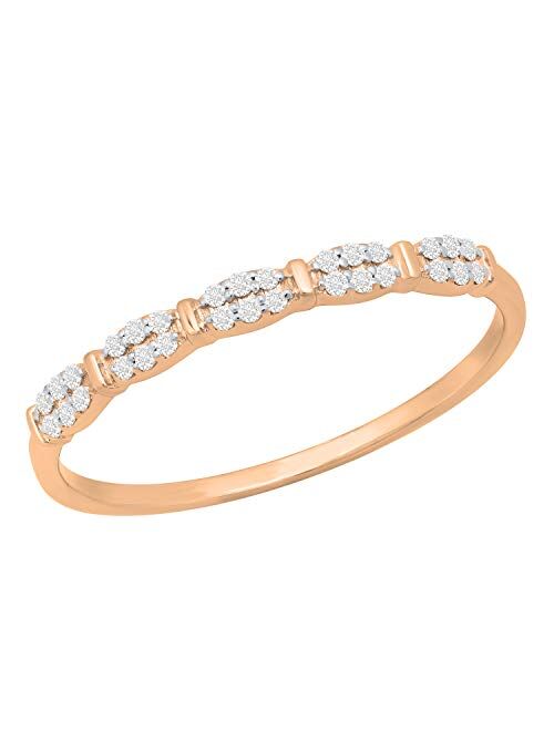 Dazzlingrock Collection 0.10 Carat (ctw) Round Diamond Ladies Bridal Wedding Stackable Band 1/10 CT, Available in 10K/14K/18K Gold & 925 Sterling Silver