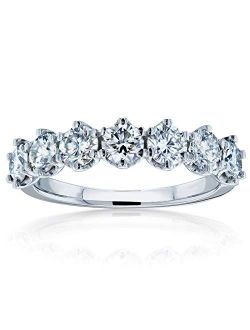 7-Stone Prong Set Moissanite Ring 1 1/10 Carat TW in 14k White Gold