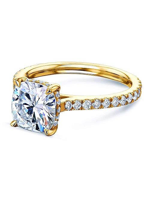 Kobelli 2ct Cushion Forever One Moissanite Drop Halo Ring