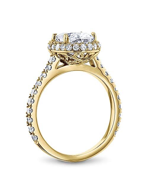 Kobelli Oval Moissanite Drop Halo Ring