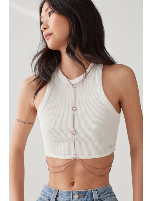 Urban Outfitters Rhinestone Heart Body Chain