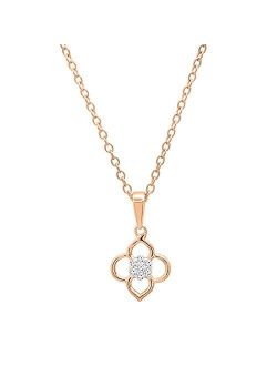 Collection 0.07 Carat (ctw) Round White Diamond Ladies Flower Shape pendant, Available in 10K/14K/18K Gold & 925 Sterling Silver