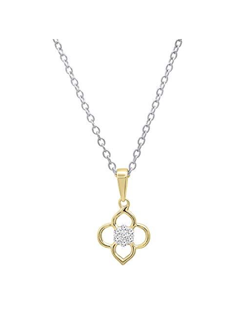 Dazzlingrock Collection 0.07 Carat (ctw) Round White Diamond Ladies Flower Shape pendant, Available in 10K/14K/18K Gold & 925 Sterling Silver