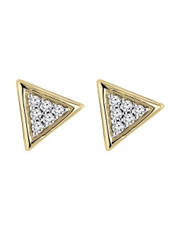 Collection 0.10 Carat (ctw) Round White Diamond Ladies Triangle Stud Earrings 1/10 CT, Available in Metal 10K/14K/18K Gold & 925 Sterling Silver