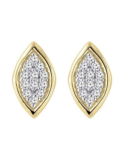 Collection 0.10 Carat (ctw) Round White Diamond Ladies Marquise Shape Stud Earrings 1/10 CT, Available in Metal 10K/14K/18K Gold & 925 Sterling Silver