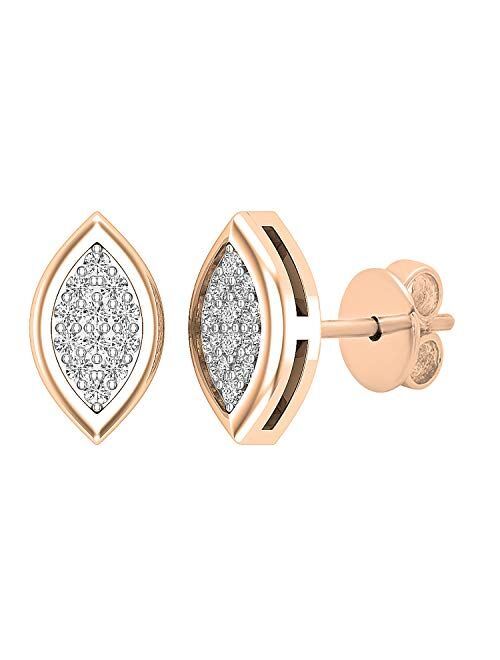 Dazzlingrock Collection 0.10 Carat (ctw) Round White Diamond Ladies Marquise Shape Stud Earrings 1/10 CT, Available in Metal 10K/14K/18K Gold & 925 Sterling Silver