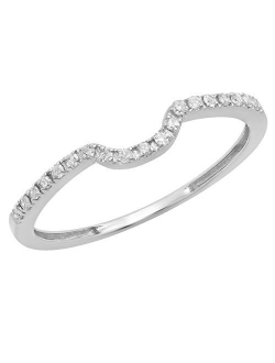 Collection 0.11 Carat (ctw) 18K Gold Round White Lab Grown Diamond Ladies Wedding Band Guard Ring