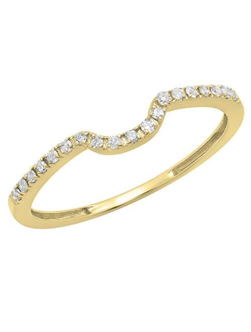 Dazzlingrock Collection 0.11 Carat (ctw) 18K Gold Round White Lab Grown Diamond Ladies Wedding Band Guard Ring