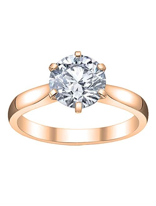 Dazzlingrock Collection IGI Certified 0.81 Carat (ctw) Round White Diamond Engagement Solitaire Ring 3/4 CT, 18K Rose Gold, Size 4