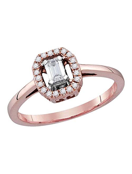 Dazzlingrock Collection 14kt Rose Gold Womens Emerald Diamond Solitaire Ring 1/4 ctw