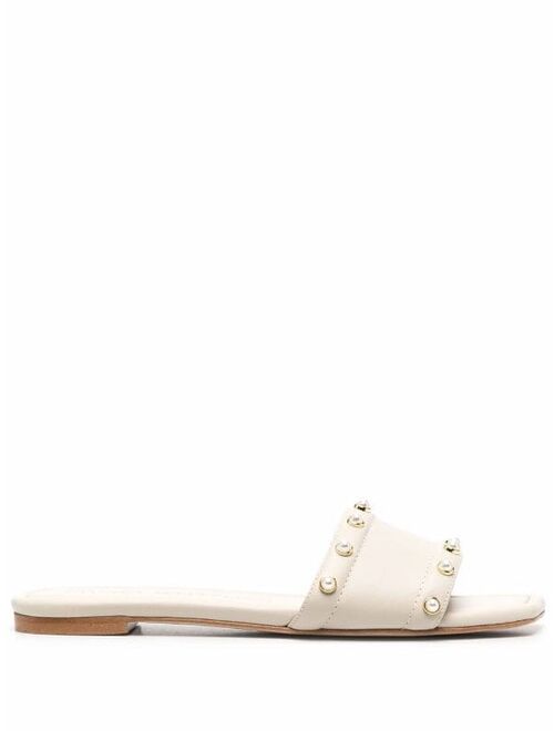 Stuart Weitzman Pearl stud-embellished slides