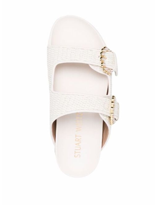 Stuart Weitzman pearl-embellished flat sandals