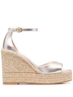 metallic wedged sandals