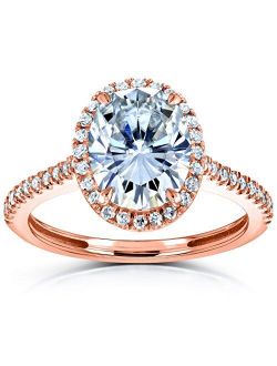 Oval Moissanite Halo Engagement Ring 2 1/4 CTW 14k Rose Gold