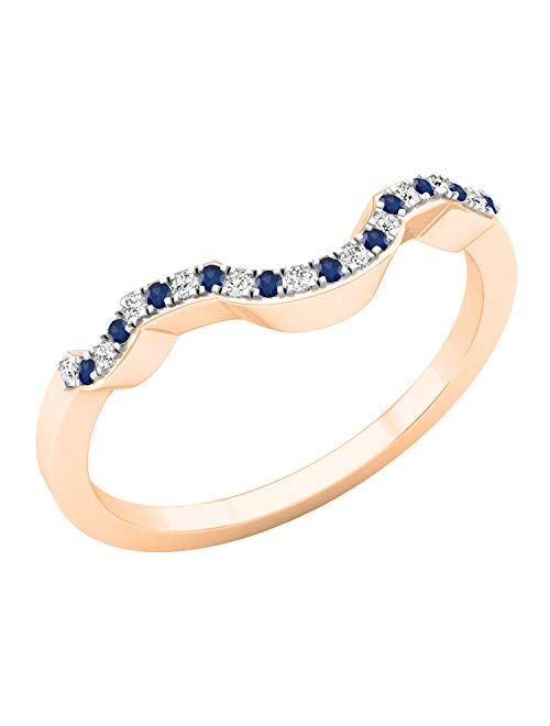 Dazzlingrock Collection Round Blue Sapphire & White Diamond Wedding Guard Ring, Available in Metal 10K/14K/18K Gold & 925 Sterling Silver