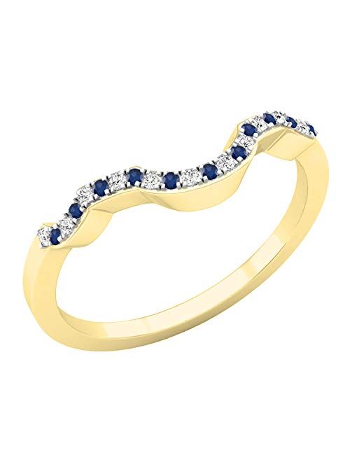 Dazzlingrock Collection Round Blue Sapphire & White Diamond Wedding Guard Ring, Available in Metal 10K/14K/18K Gold & 925 Sterling Silver