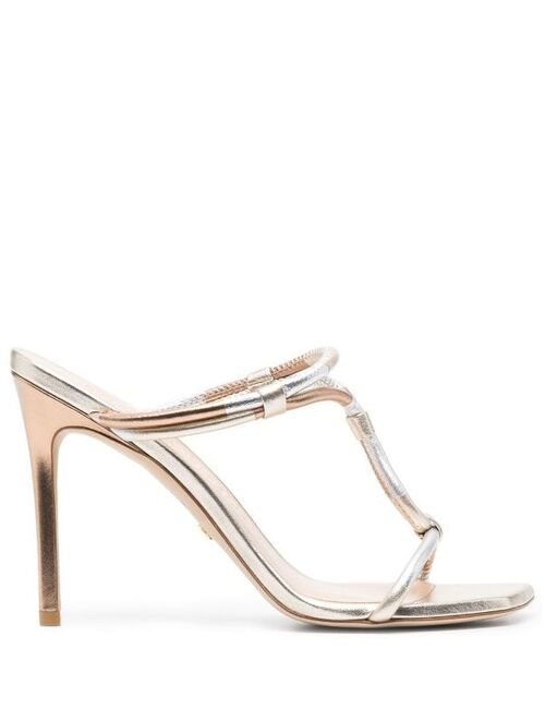 Stuart Weitzman Woven Knot metallic 100mm sandals