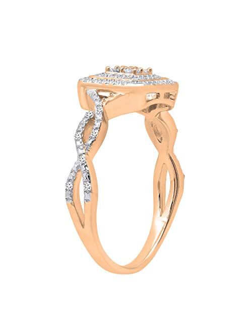 Dazzlingrock Collection 0.10 Carat (ctw) Round White Diamond Ladies Bridal Square Twist Shank Engagement Ring 1/10 CT, Available in Metal 10K/14K/18K Gold & 925 Sterling 