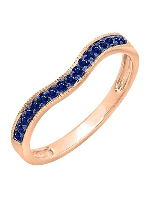 Dazzlingrock Collection 0.15 Carat (ctw) 14K Gold Blue Sapphire Ladies Anniversary Wedding Band Guard Ring