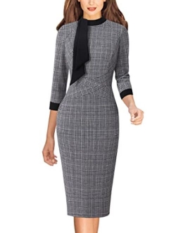 Vfshow Womens Tie Neck Slim Work Office Business Cocktail Bodycon Pencil Dress