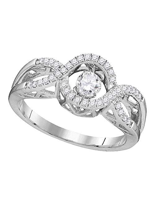 Dazzlingrock Collection 10kt White Gold Womens Round Diamond Twinkle Moving Solitaire Ring 1/4 ctw