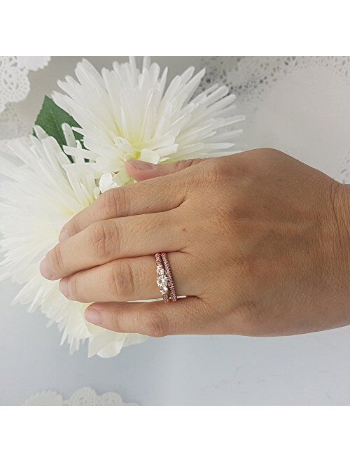Dazzlingrock Collection 10K Gold Round White & Pink Sapphire, Black Diamond 3 Stone Bridal Engagement Ring Set