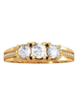 Collection 1.00 Carat (ctw) 10k Gold Round Diamond Ladies Vintage Bridal 3 Stone Engagement Ring 1 CT