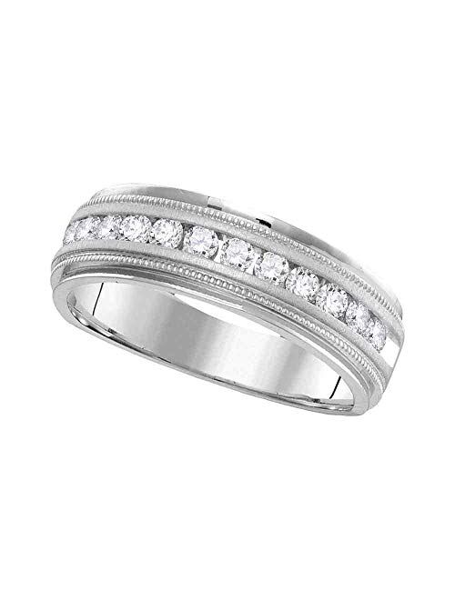 Dazzlingrock Collection 14k White Gold Mens Round Diamond Comfort-fit Wedding Anniversary Band 1/4 ctw