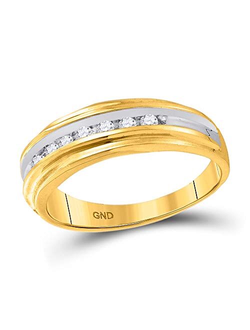 Dazzlingrock Collection 14k Yellow Gold Mens Round Channel-Set Diamond Wedding Anniversary Band Ring 1/4 ctw