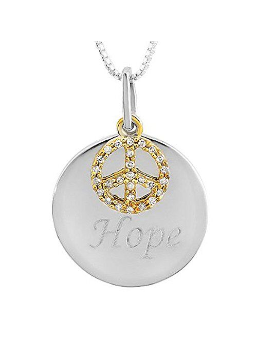 Dazzlingrock Collection 0.10 Carat (ctw) Silver Hope Charm Diamond Ladies Pendant