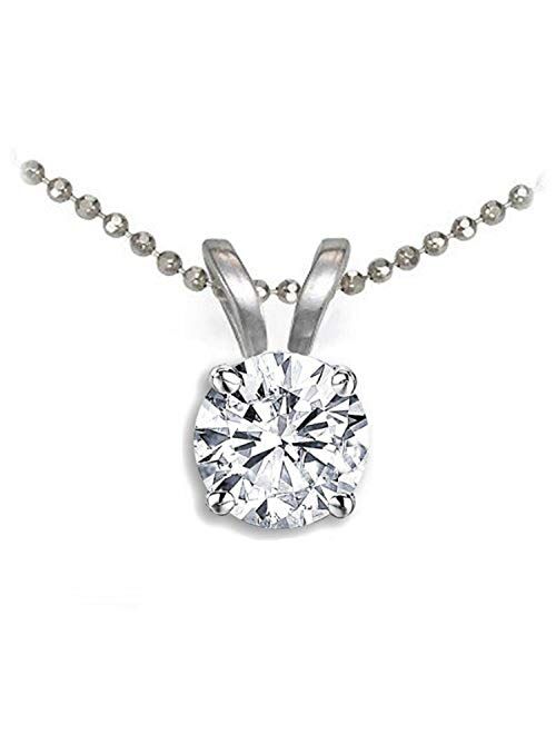 Dazzlingrock Collection 0.47 Carat (ctw) 14k Brilliant Round Diamond Solitaire Pendant, White Gold