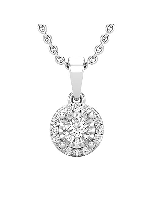 Dazzlingrock Collection 0.30 Carat (ctw) Round Lab Grown White Diamond Ladies Halo Pendant 1/3 CT, Available in Metal 10K/14K/18K Gold & 925 Sterling Silver