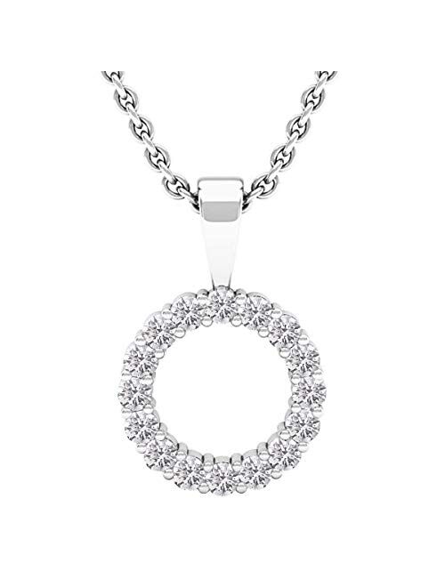 Dazzlingrock Collection 0.35 Carat (ctw) Round lab Grown White Diamond Ladies Circle Pendant 1/3 CT, Sterling Silver