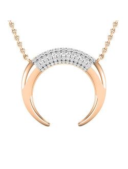 Collection 0.30 Carat (ctw) Round Lab Grown Diamond Ladies Crescent Style Moon Pendant 1/3 CT, Available in 10K/14K/18K Gold & 925 Sterling Silver