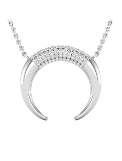 Collection 0.30 Carat (ctw) Round Lab Grown Diamond Ladies Crescent Style Moon Pendant 1/3 CT, Available in 10K/14K/18K Gold & 925 Sterling Silver