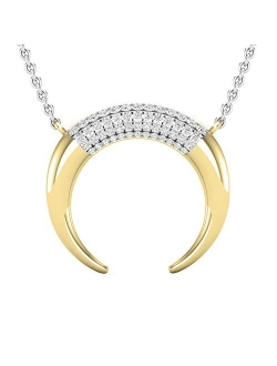 Collection 0.30 Carat (ctw) Round Lab Grown Diamond Ladies Crescent Style Moon Pendant 1/3 CT, Available in 10K/14K/18K Gold & 925 Sterling Silver