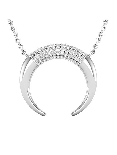 Dazzlingrock Collection 0.30 Carat (ctw) Round Lab Grown Diamond Ladies Crescent Style Moon Pendant 1/3 CT, Available in 10K/14K/18K Gold & 925 Sterling Silver