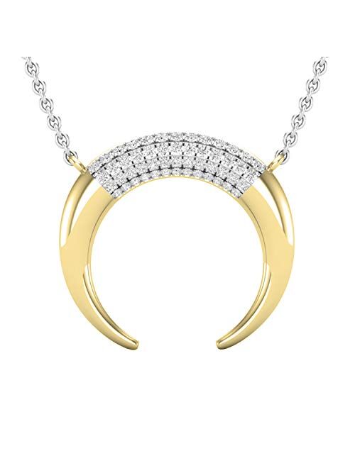 Dazzlingrock Collection 0.30 Carat (ctw) Round Lab Grown Diamond Ladies Crescent Style Moon Pendant 1/3 CT, Available in 10K/14K/18K Gold & 925 Sterling Silver