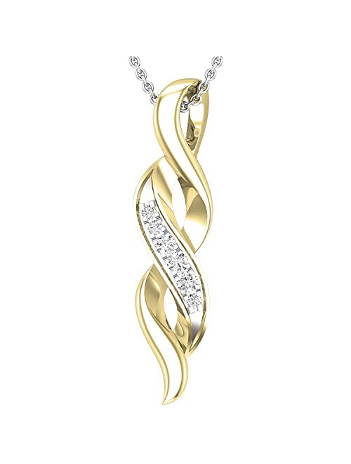 Dazzlingrock Collection Round Lab Grown White Diamond Classic Twist Pendant for Her (0.09 ctw, Color H-I, Clarity SI2) | Available in 10K/14K/18K Gold