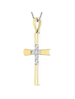 Collection 0.21 Carat (ctw) Round Lab Grown White Diamond Cross Charm Religious Pendant for Women | Available in Metal 10K/14K/18K Gold & 925 Sterling Silver