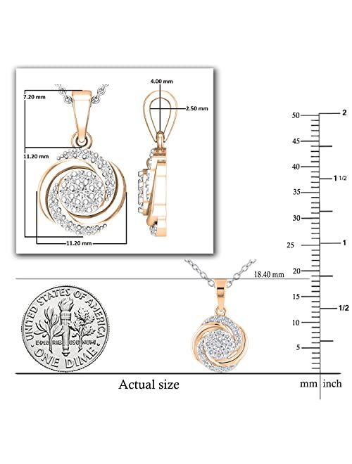 Dazzlingrock Collection Round Lab Grown White Diamond Twisted & Swirl Circle Pendant for Women 1/4 CT (0.29 ctw, Color H-I, Clarity SI2), Available in 10K/14K/18K Gold