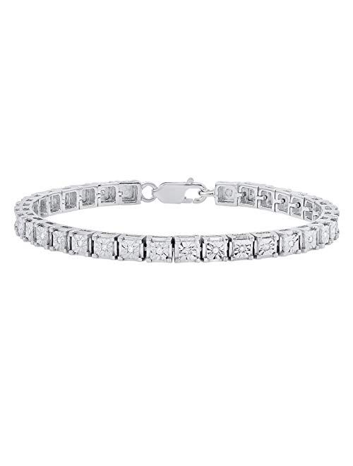 Dazzlingrock Collection 0.45 Carat (ctw) Round White Diamond Ladies Tennis Bracelet 1/2 CT, Sterling Silver