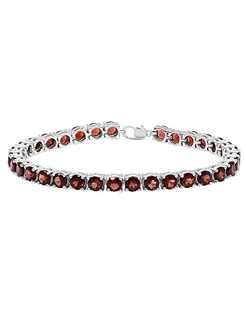 Dazzlingrock Collection Round Garnet Ladies Tennis Bracelet, 925 Sterling Silver