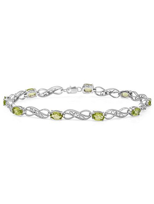 Dazzlingrock Collection Ladies Infinity Link Tennis Bracelet, Sterling Silver